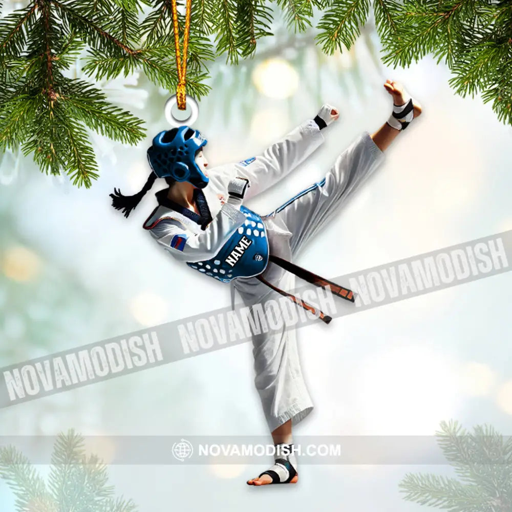 Custom Name Taekwondo Ornament Christmas Gift 3.54’’ / 1