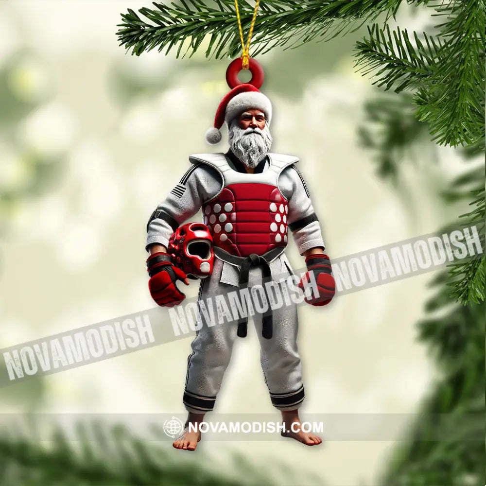 Custom Name Taekwondo Santa Ornament Christmas Gift 3.54’’ / 1