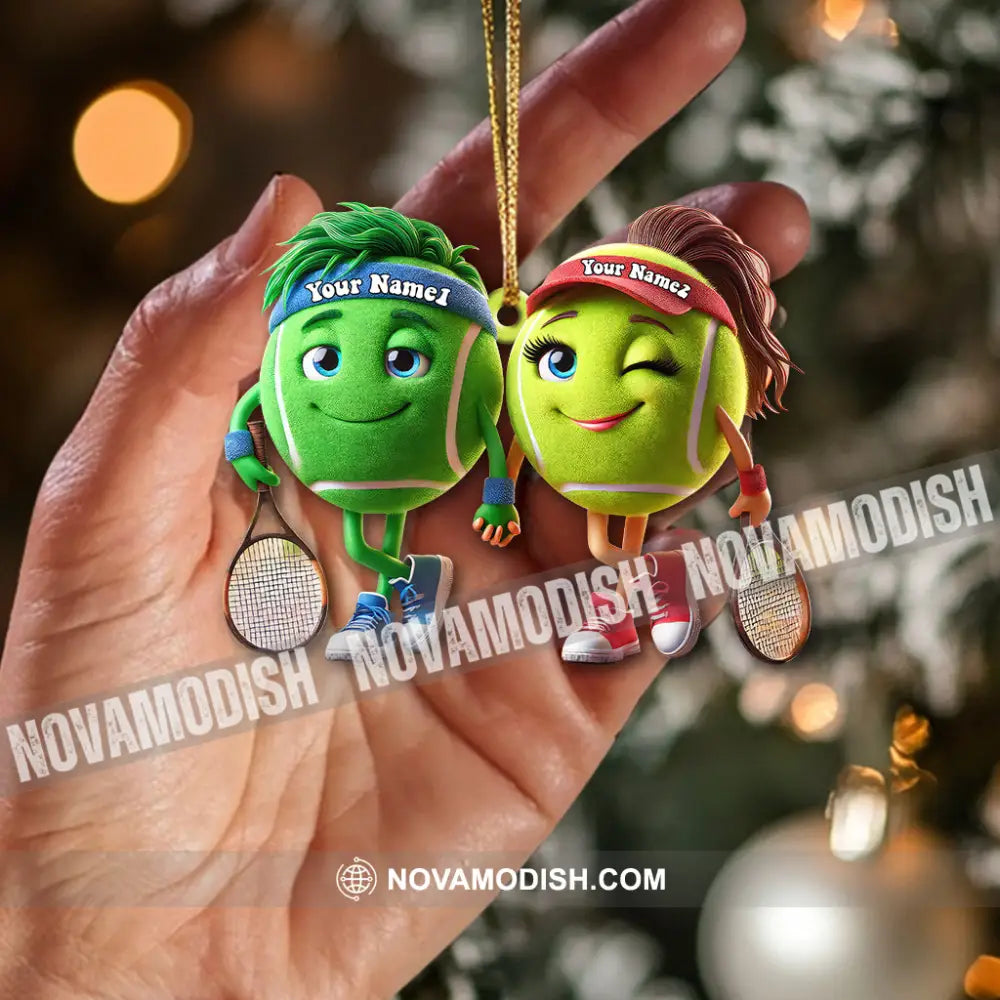 Custom Name Tennis Couple Ornament Christmas Gift