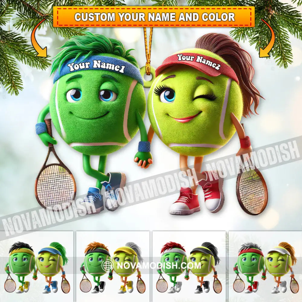 Custom Name Tennis Couple Ornament Christmas Gift