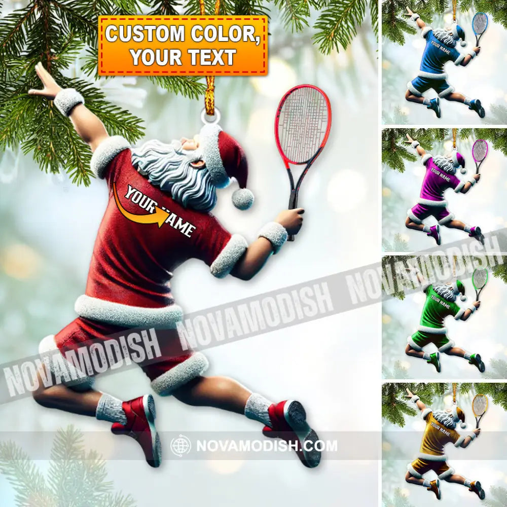 Custom Name Tennis Ornament Santa Christmas Gift