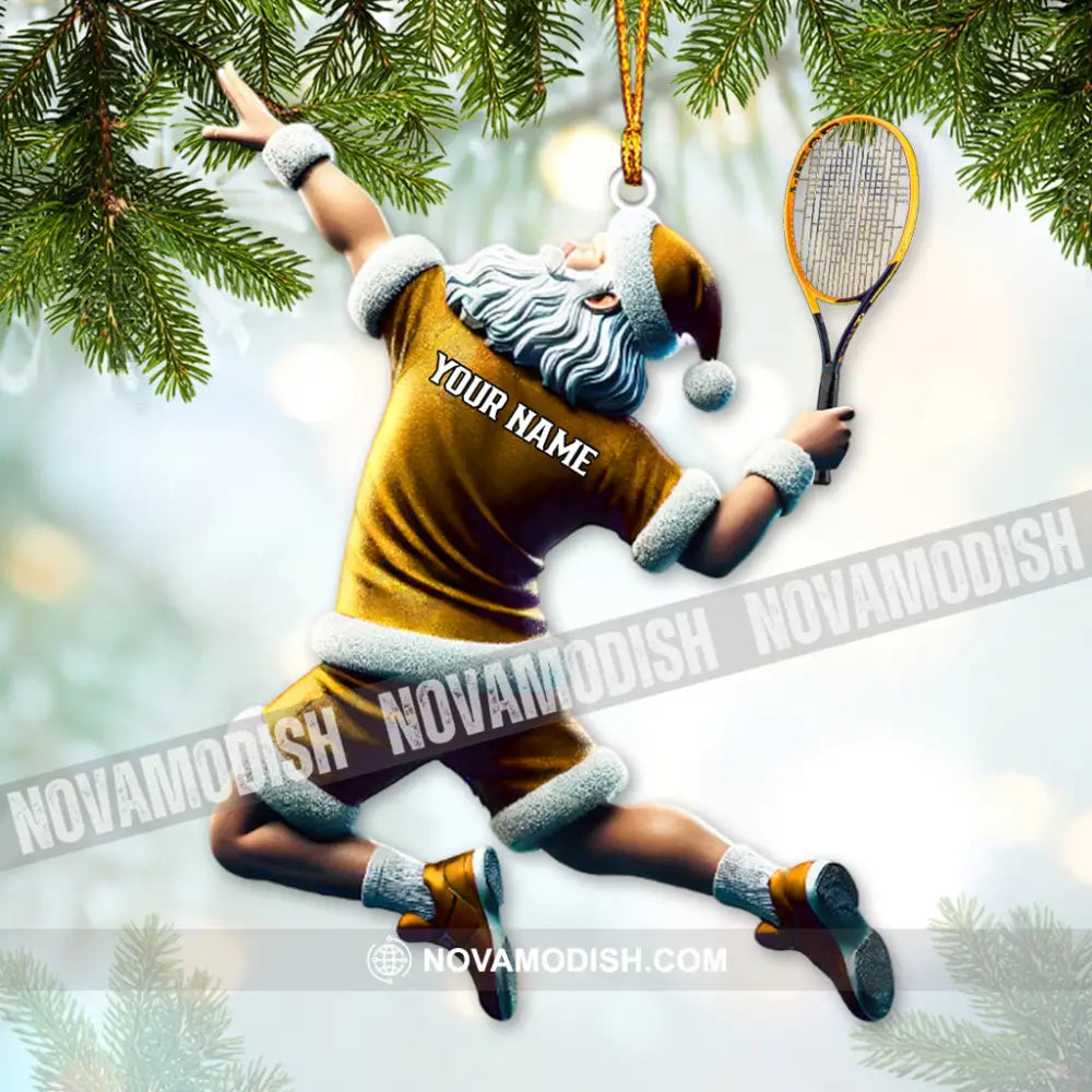 Custom Name Tennis Ornament Santa Christmas Gift