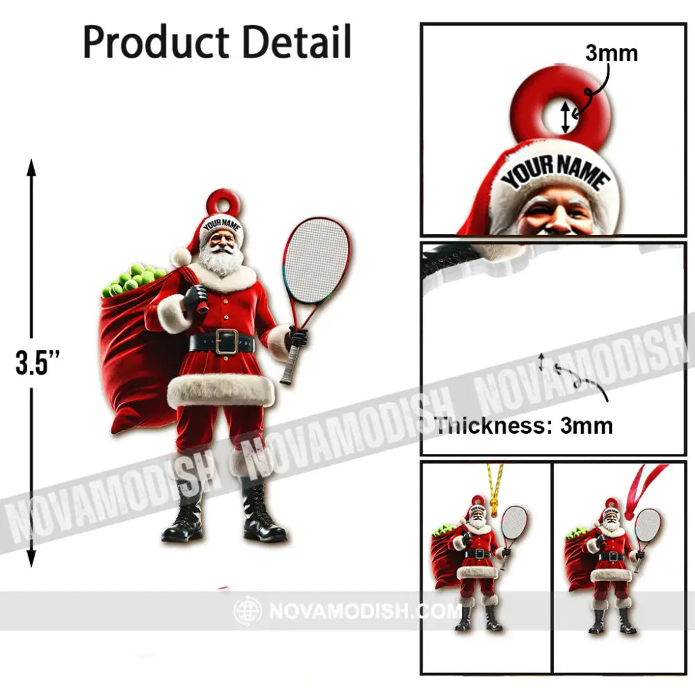 Custom Name Tennis Santa Ornament Christmas Gift