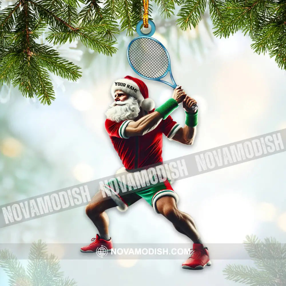 Custom Name Tennis Santa Ornament Christmas Gift 3.54’’ / 1