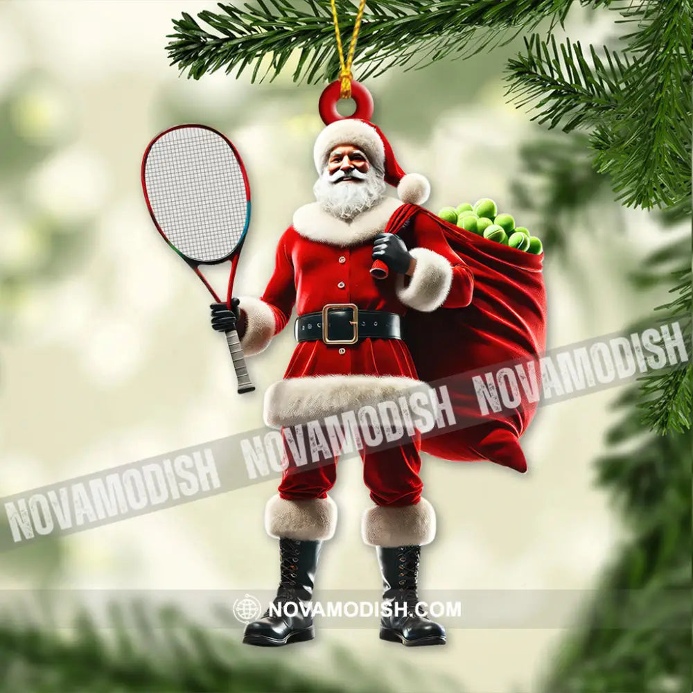 Custom Name Tennis Santa Ornament Christmas Gift 3.54’’ / 1