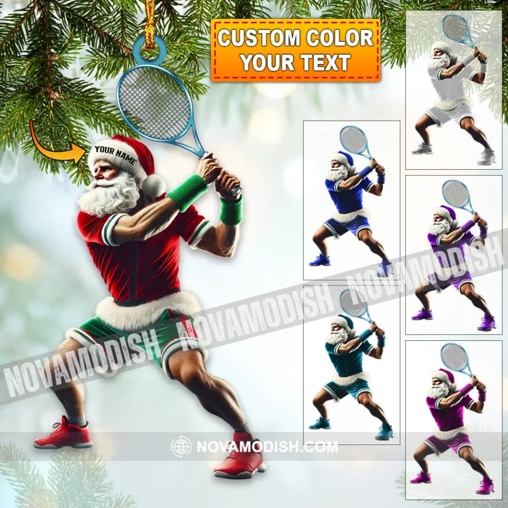 Custom Name Tennis Santa Ornament Christmas Gift