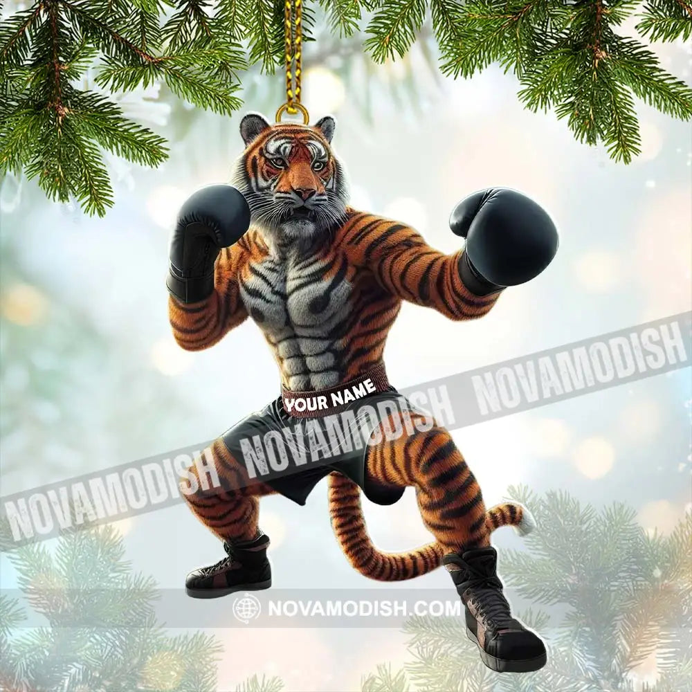 Custom Name Tiger Boxing Ornament Christmas Gift 3.54’’ / 1