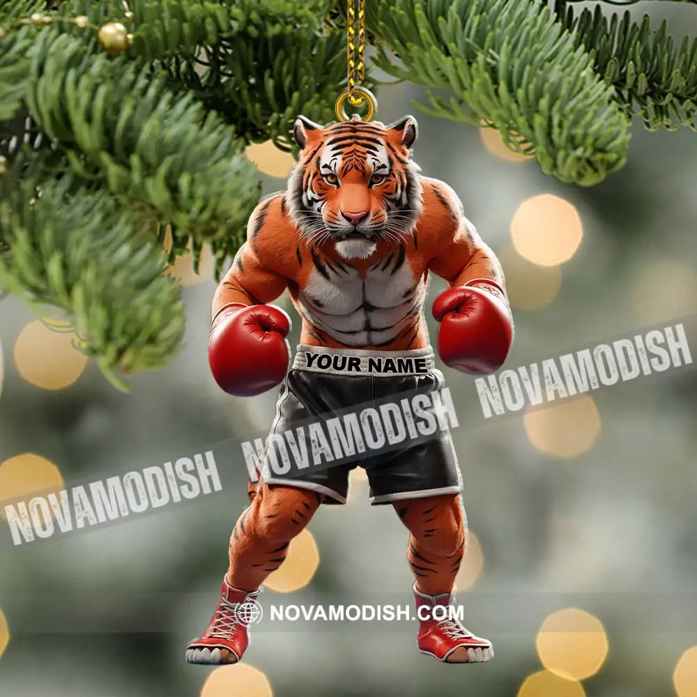 Custom Name Tiger Boxing Ornament Christmas Gift Decoration