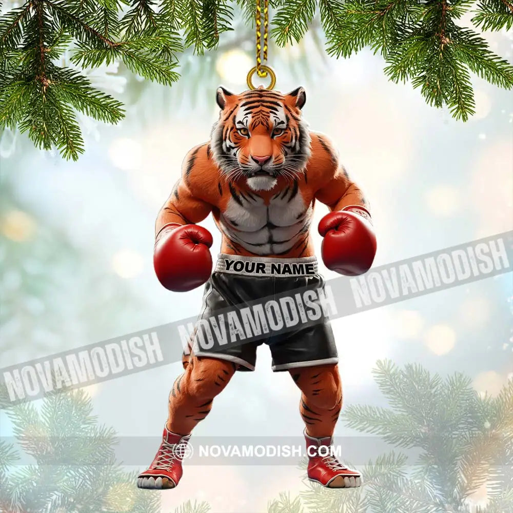 Custom Name Tiger Boxing Ornament Christmas Gift Decoration 3.54’’ / 1