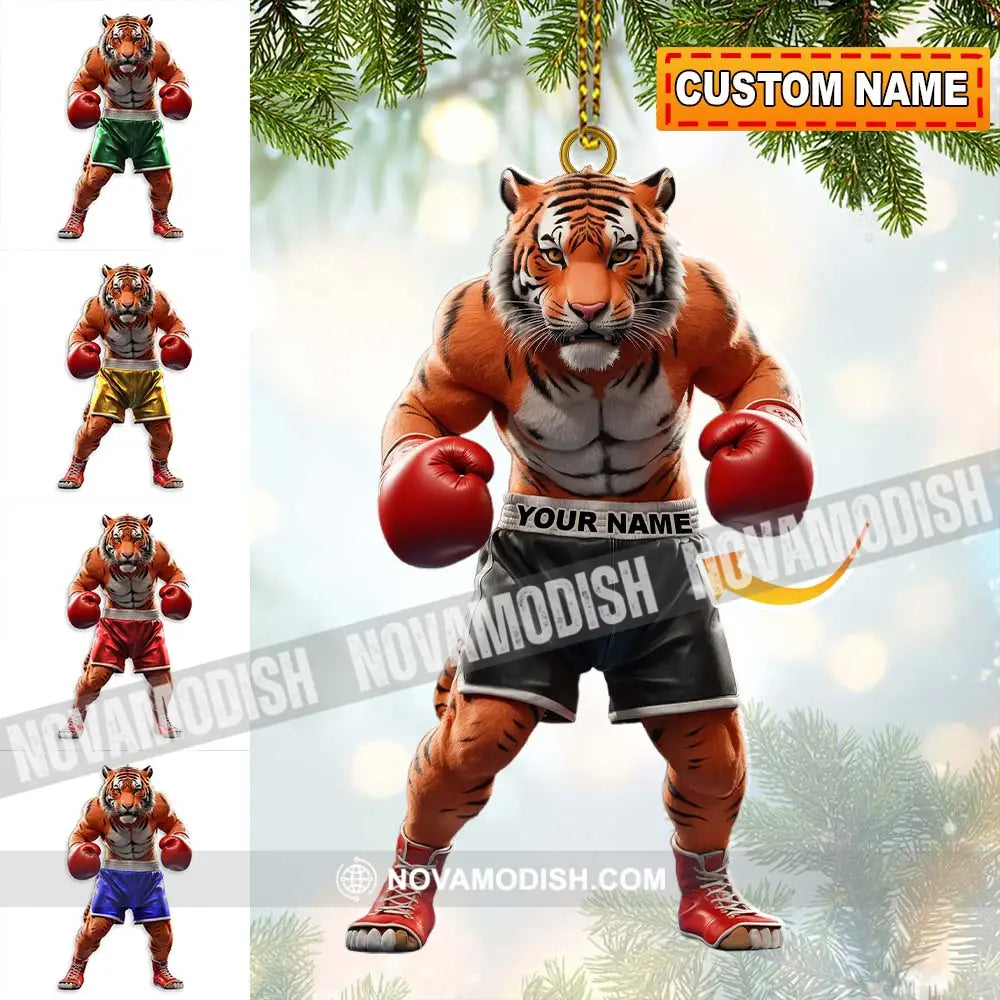 Custom Name Tiger Boxing Ornament Christmas Gift Decoration