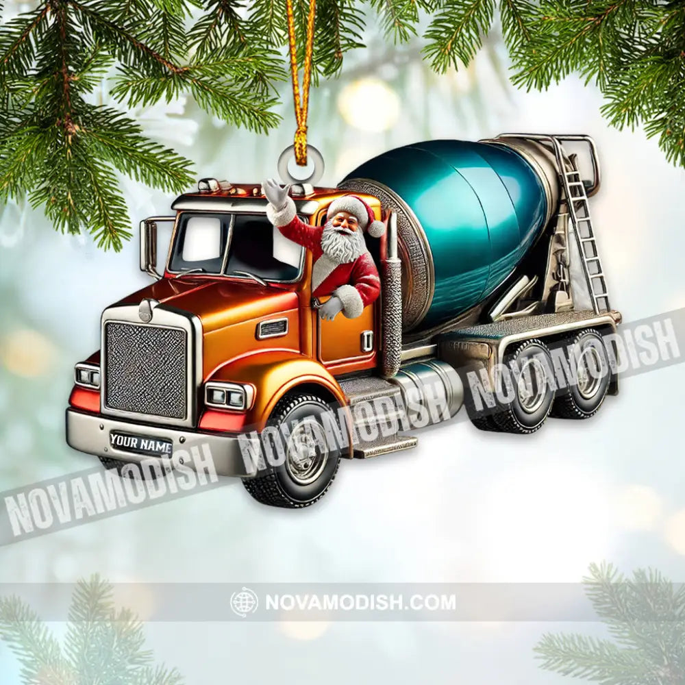 Custom Name Truck Santa Ornament Trucker Christmas Gift 3.54’’ / 1