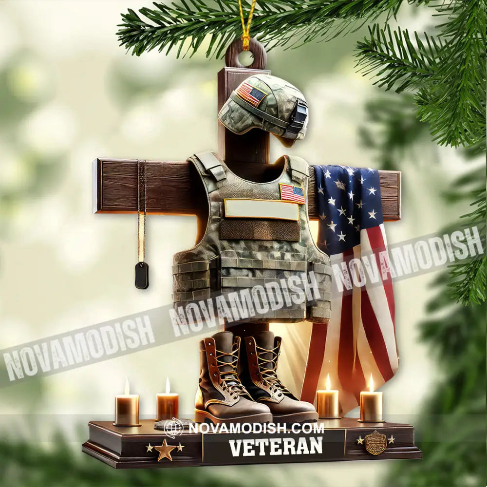 Custom Name U.s. Veteran Ornament Memorial Christmas Gift 3.54’’ / 1