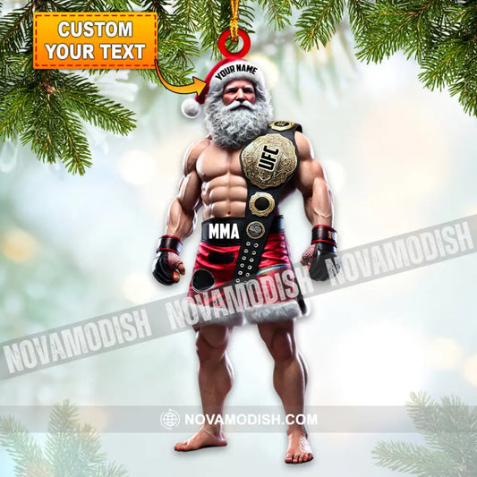 Custom Name Ufc Mma Santa Ornament Martial Arts Fight Lover Christmas Gift