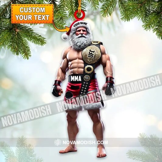 Custom Name Ufc Mma Santa Ornament Martial Arts Fight Lover Christmas Gift
