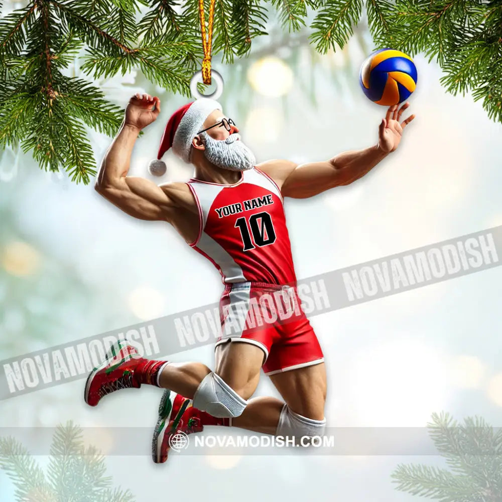 Custom Name Volleyball Santa Ornament Lover Christmas Gift 3.54’’ / 1