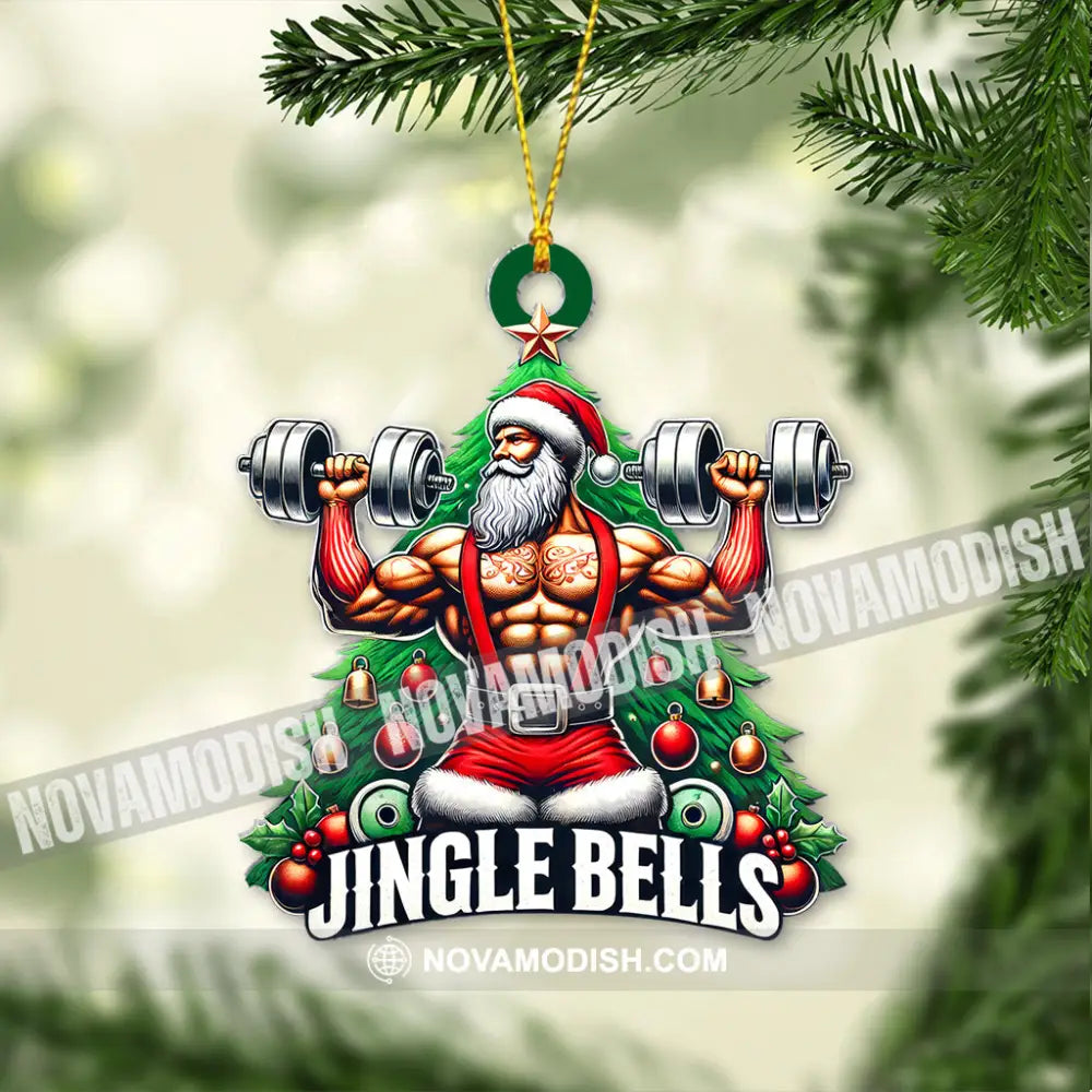 Custom Name Weightlifting Christmas Ornament Santa Gift 3.54’’ / 1 Pack