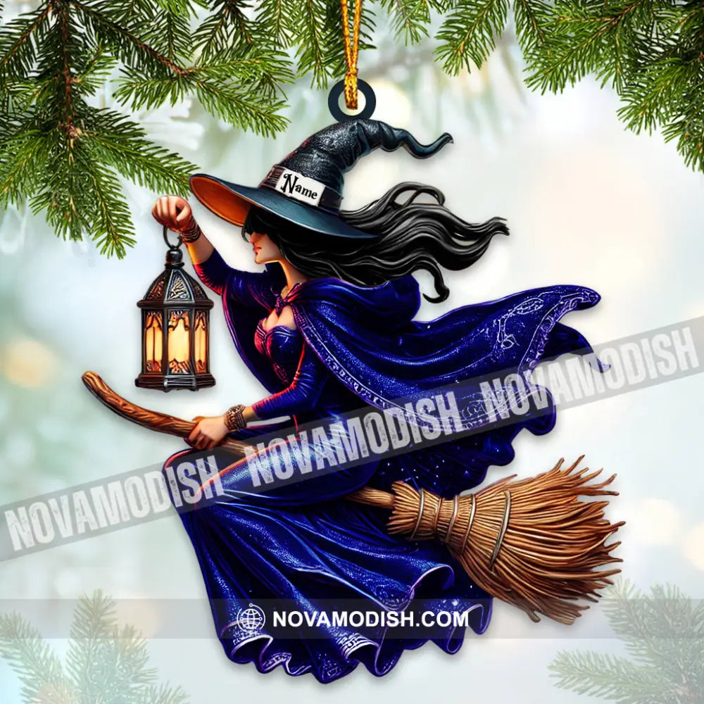 Custom Name Witch Ornament Happy Halloween Gift