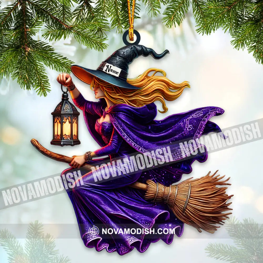 Custom Name Witch Ornament Happy Halloween Gift