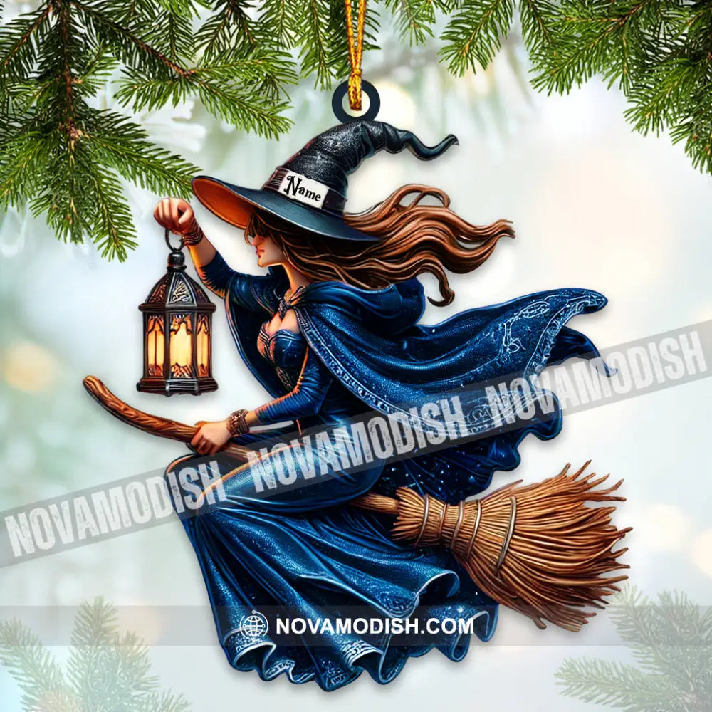 Custom Name Witch Ornament Happy Halloween Gift