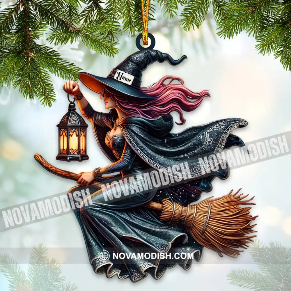 Custom Name Witch Ornament Happy Halloween Gift