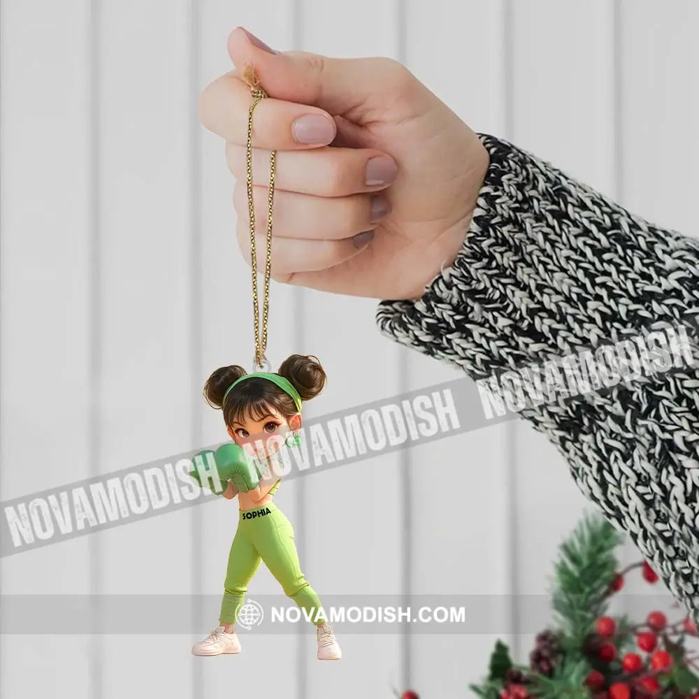 Custom Name Woman Boxing Ornament Christmas Gift