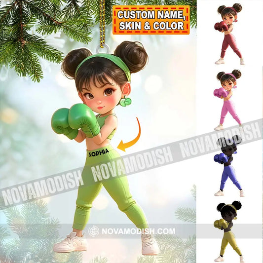 Custom Name Woman Boxing Ornament Christmas Gift