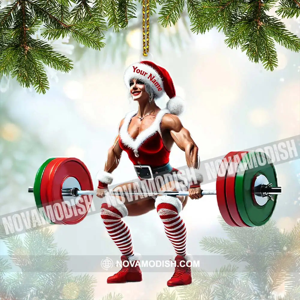 Custom Name Woman Gym Ornament Gymnastics Christmas Decoration 3.54’’ / 1