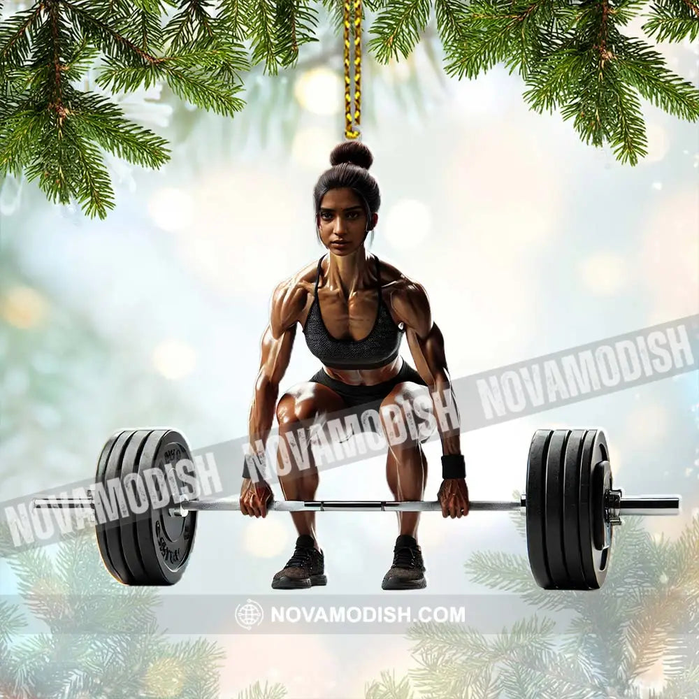 Custom Name Woman Gym Work Out Santa Ornament Gymnastics Christmas Gift 3.54’’ / 1