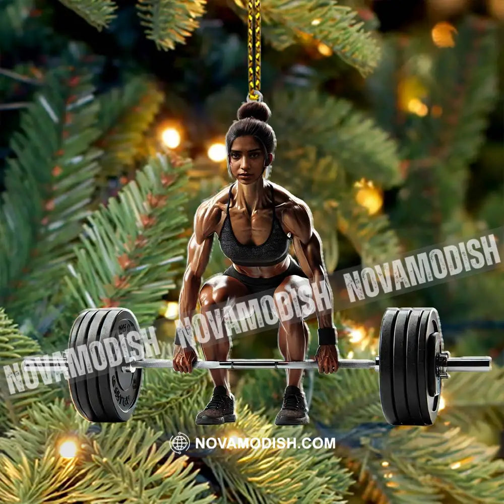 Custom Name Woman Gym Work Out Santa Ornament Gymnastics Christmas Gift