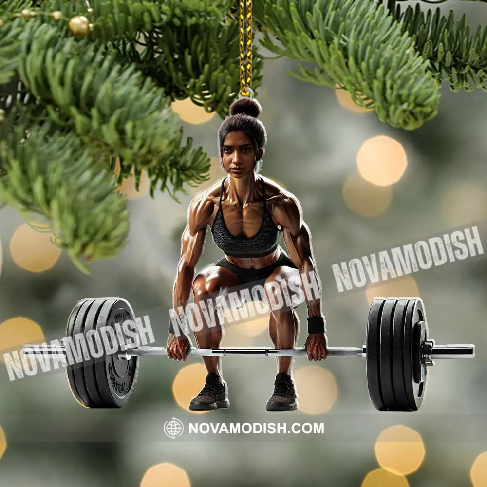 Custom Name Woman Gym Work Out Santa Ornament Gymnastics Christmas Gift