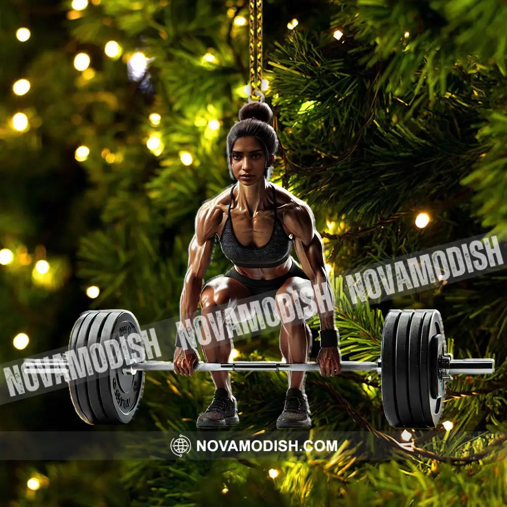 Custom Name Woman Gym Work Out Santa Ornament Gymnastics Christmas Gift