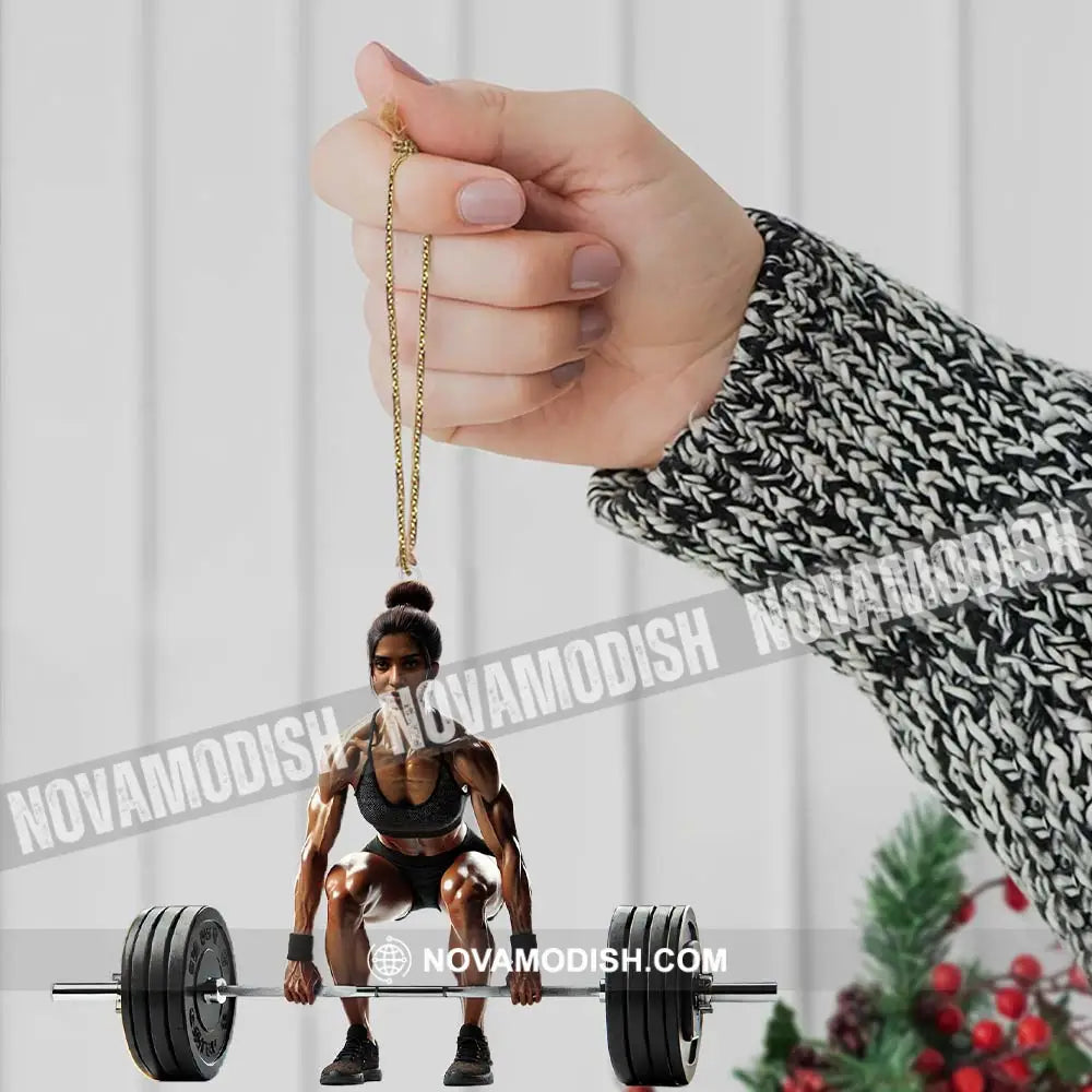 Custom Name Woman Gym Work Out Santa Ornament Gymnastics Christmas Gift