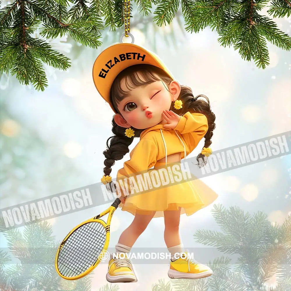 Custom Name Woman Tennis Ornament Christmas Gift 3.54’’ / 1