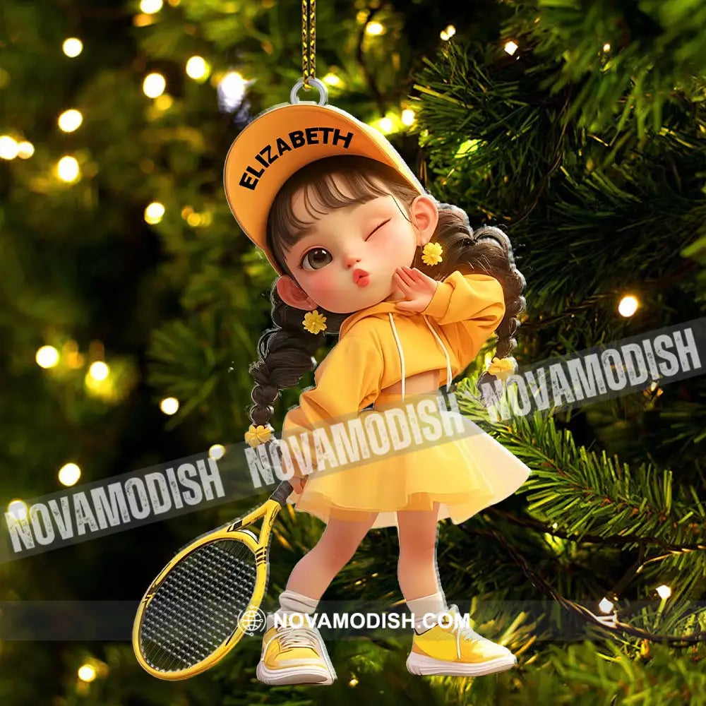 Custom Name Woman Tennis Ornament Christmas Gift