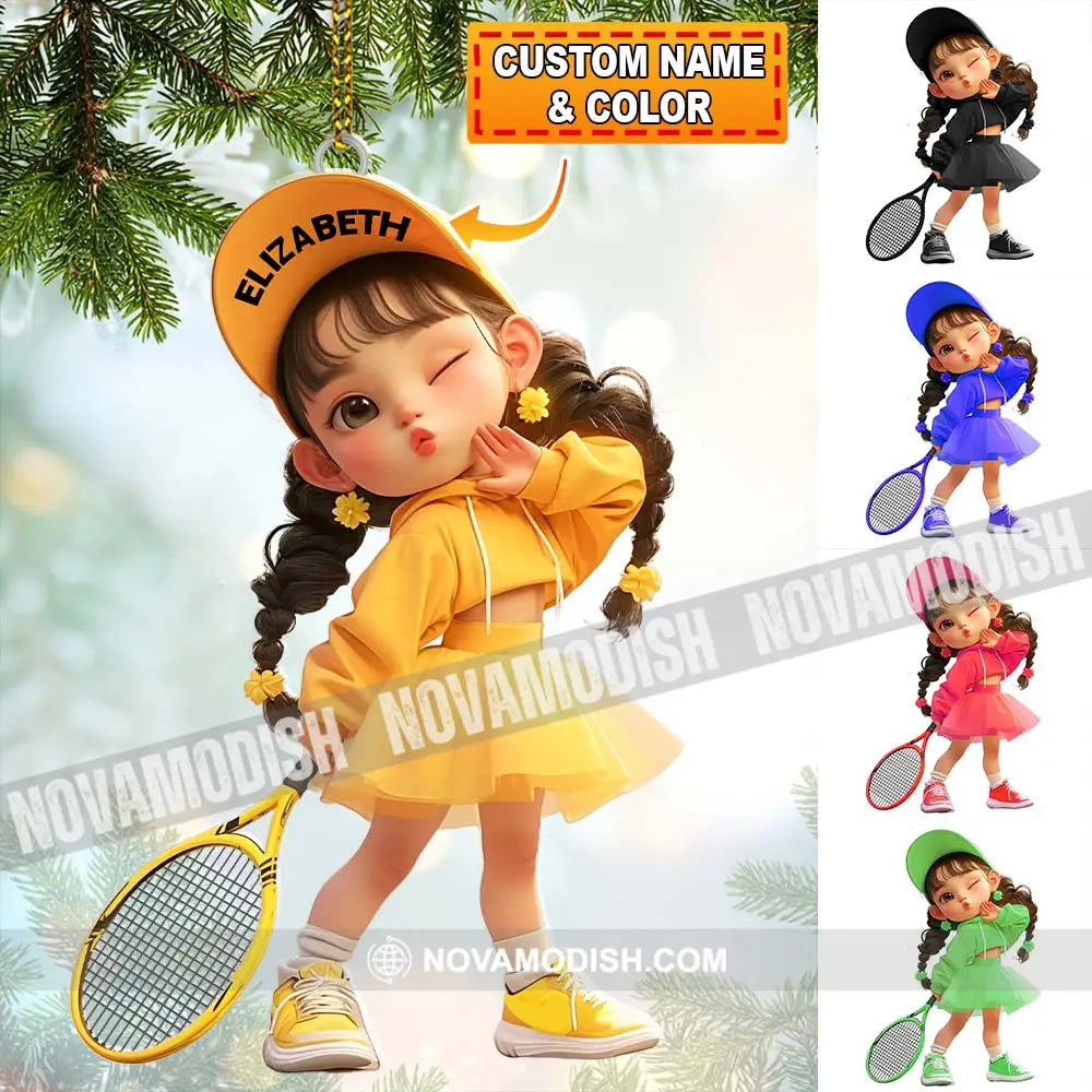 Custom Name Woman Tennis Ornament Christmas Gift