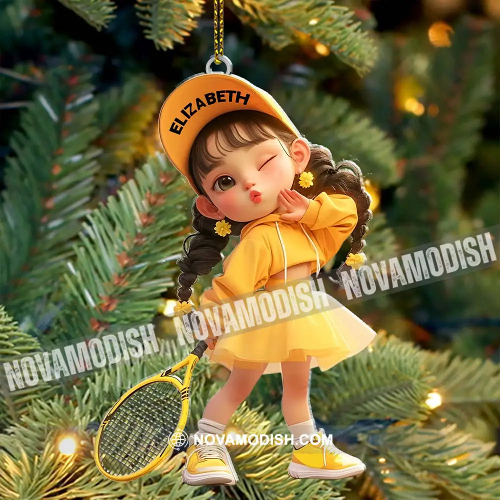 Custom Name Woman Tennis Ornament Christmas Gift