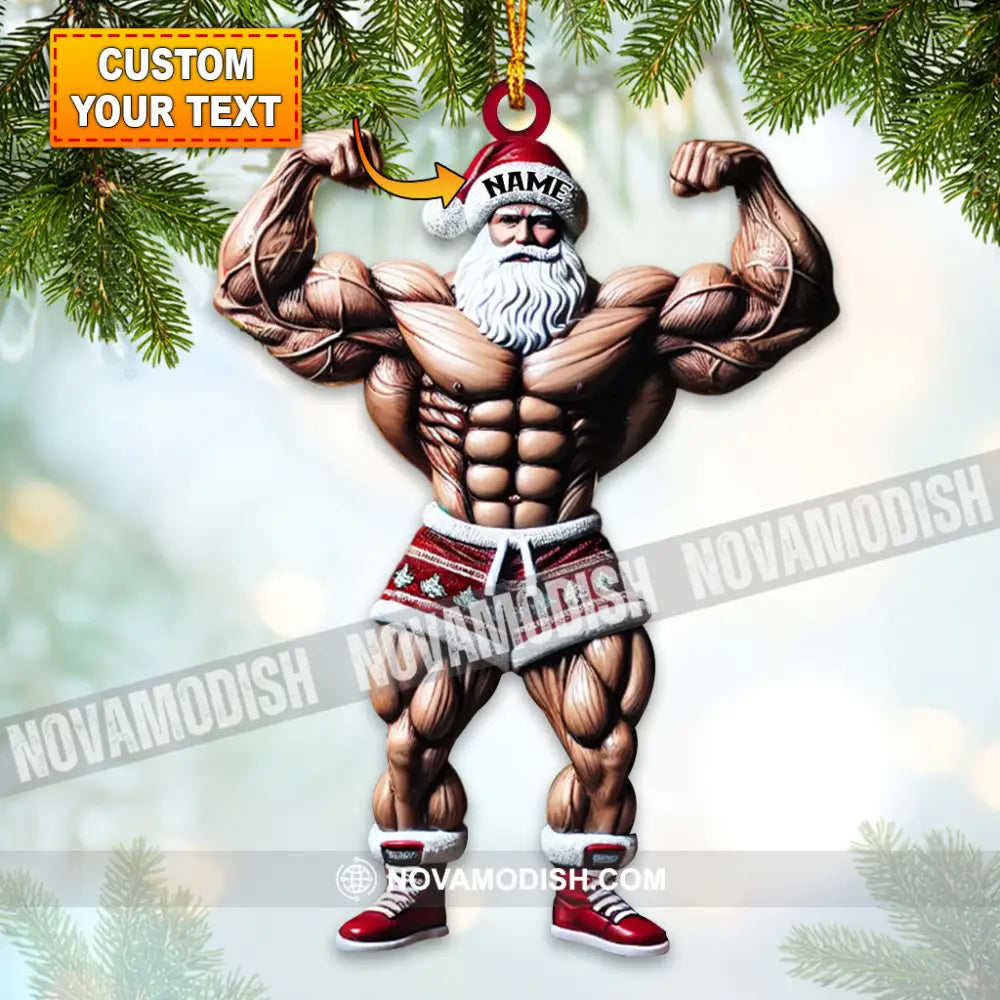 Custom Name Work Out Santa Ornament Gymnastics Christmas Gift