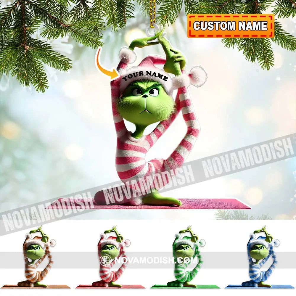 Custom Name Yoga Grinch Ornament Christmas Gift For Lover