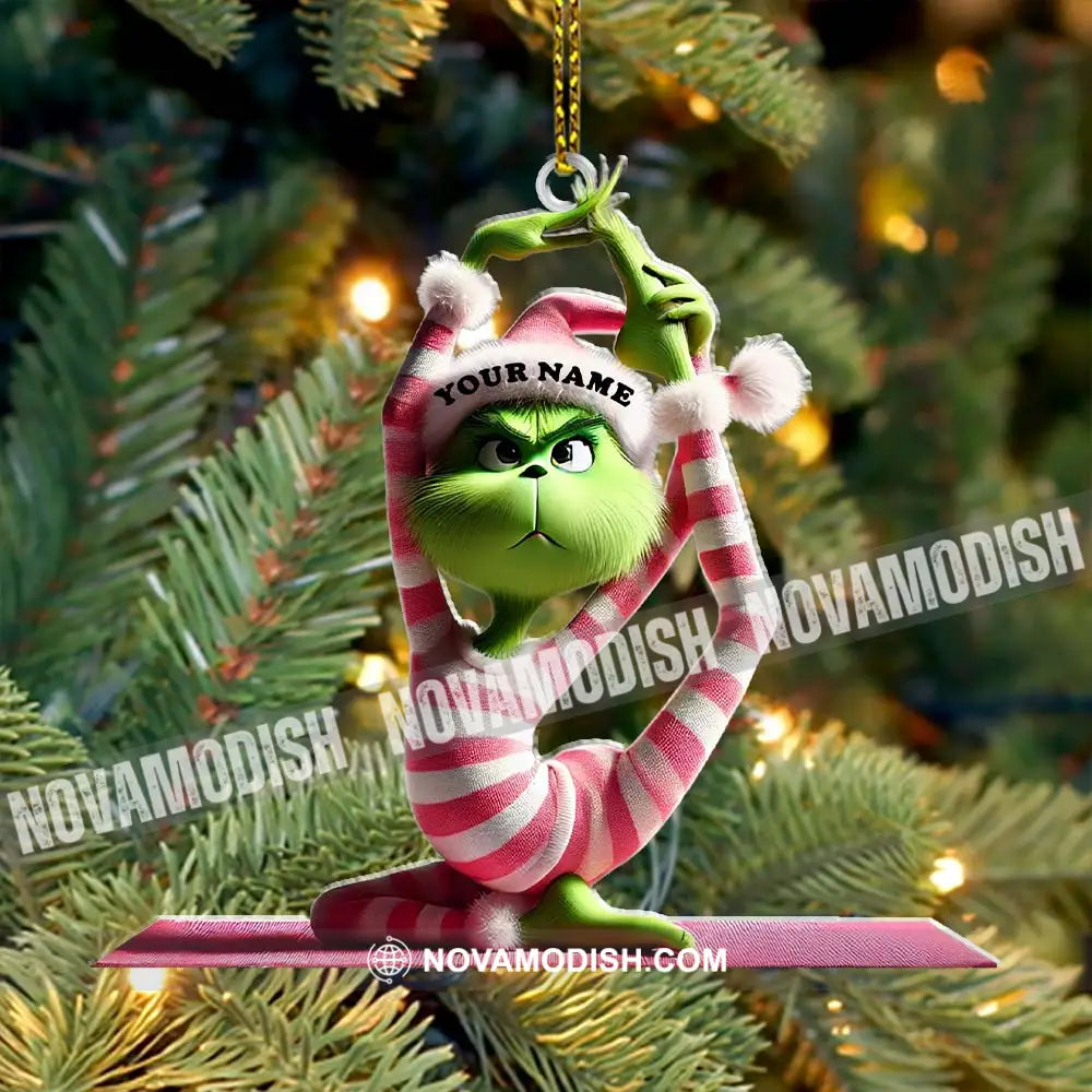 Custom Name Yoga Grinch Ornament Christmas Gift For Lover