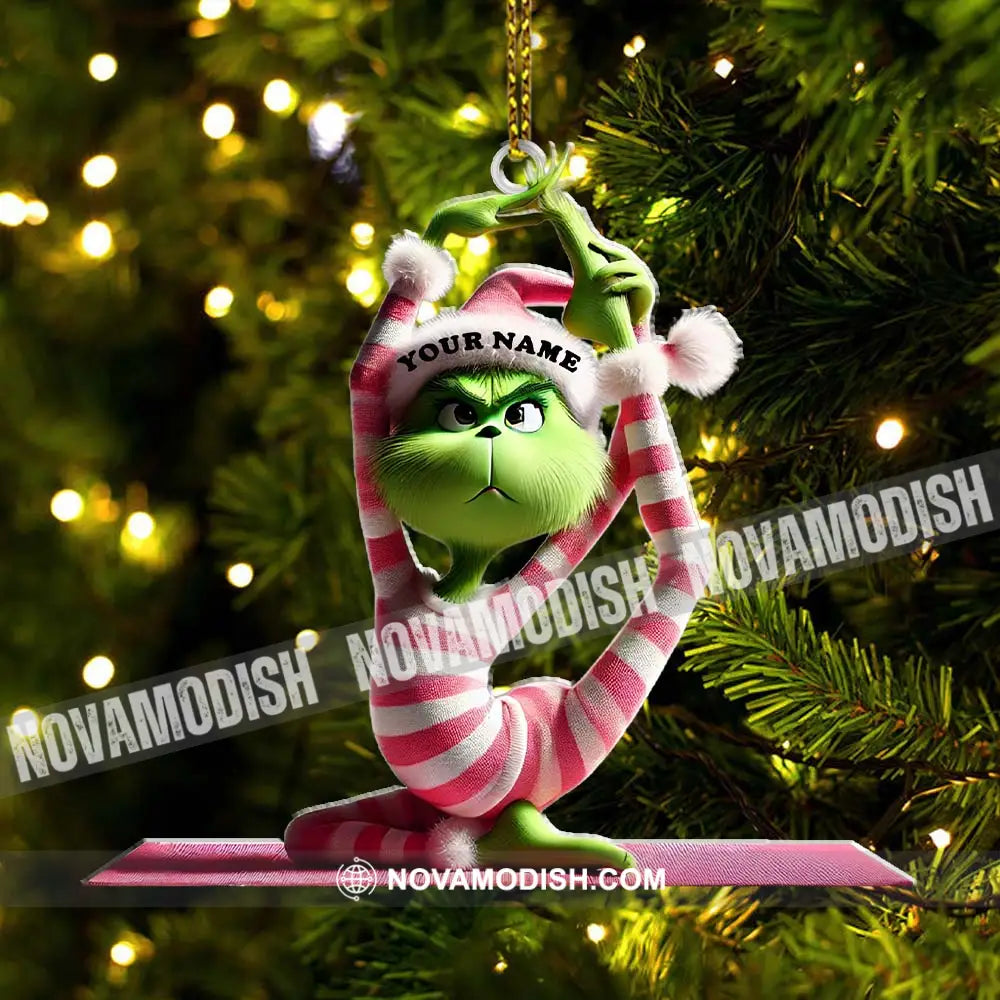 Custom Name Yoga Grinch Ornament Christmas Gift For Lover