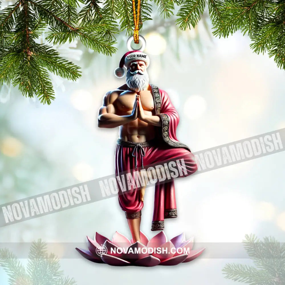 Custom Name Yoga Santa Ornament Yogi Christmas Gift 3.54’’ / 1