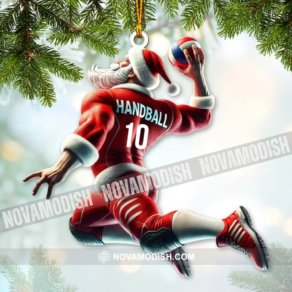 Custom Number Handball Santa Ornament Christmas Gift For Lover 3.54’’ / 1