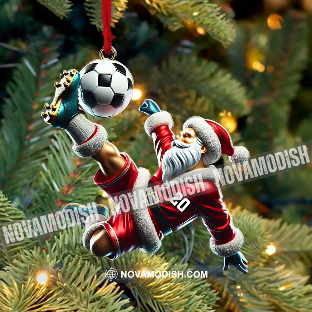 Custom Number Soccer Santa Ornament Christmas Gift