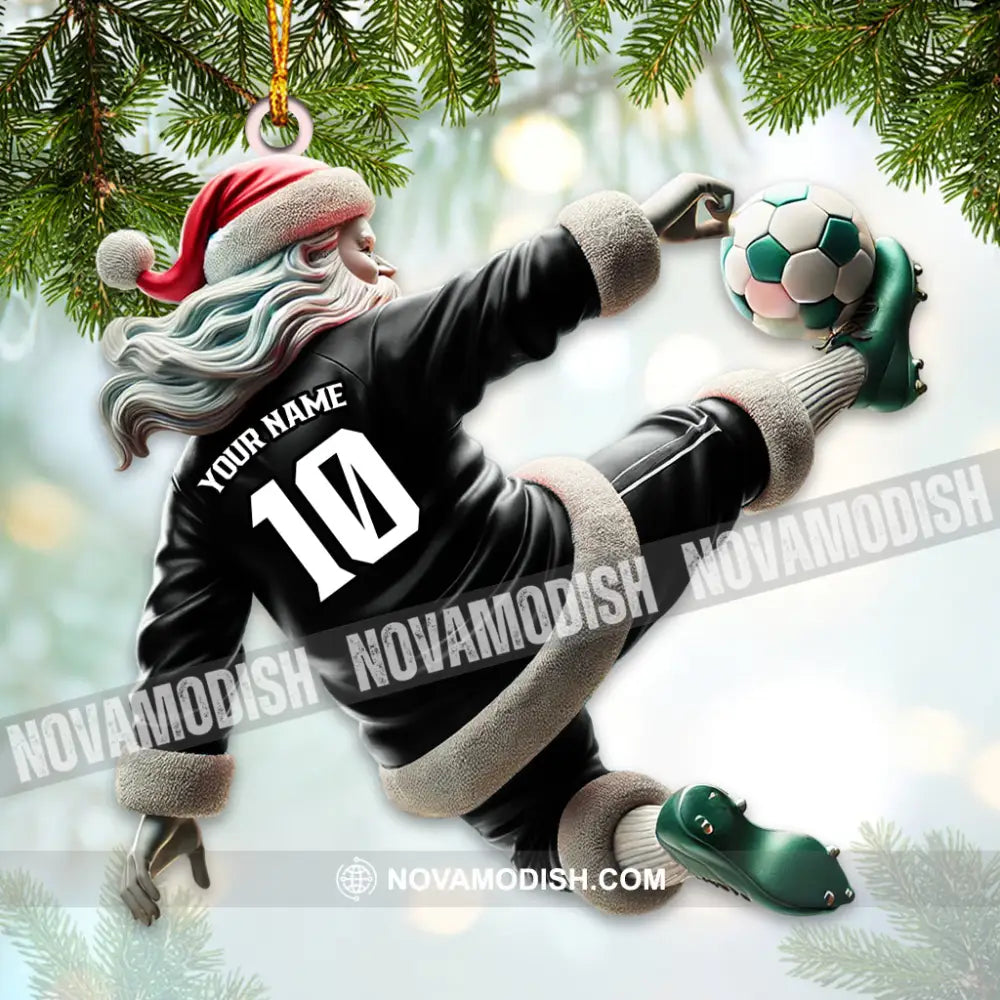 Custom Number Soccer Santa Ornament Christmas Gift