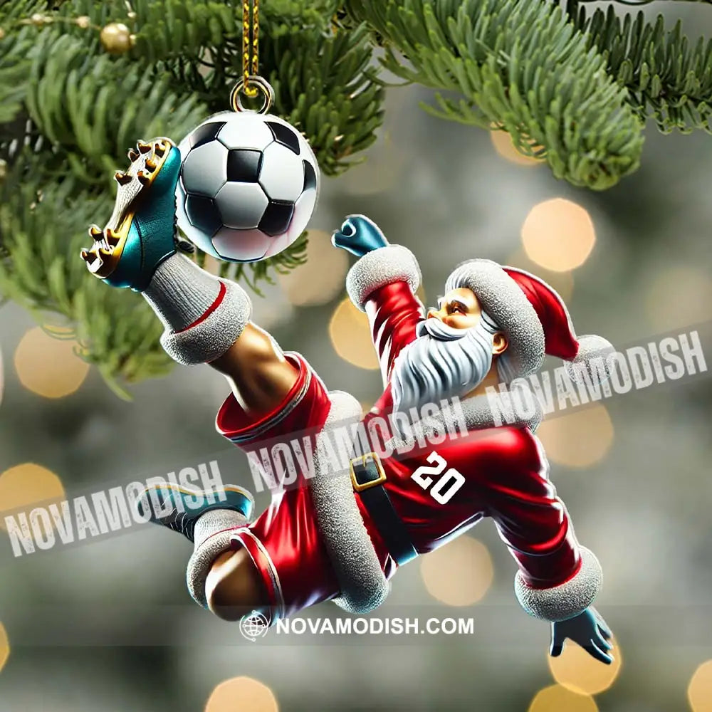 Custom Number Soccer Santa Ornament Christmas Gift