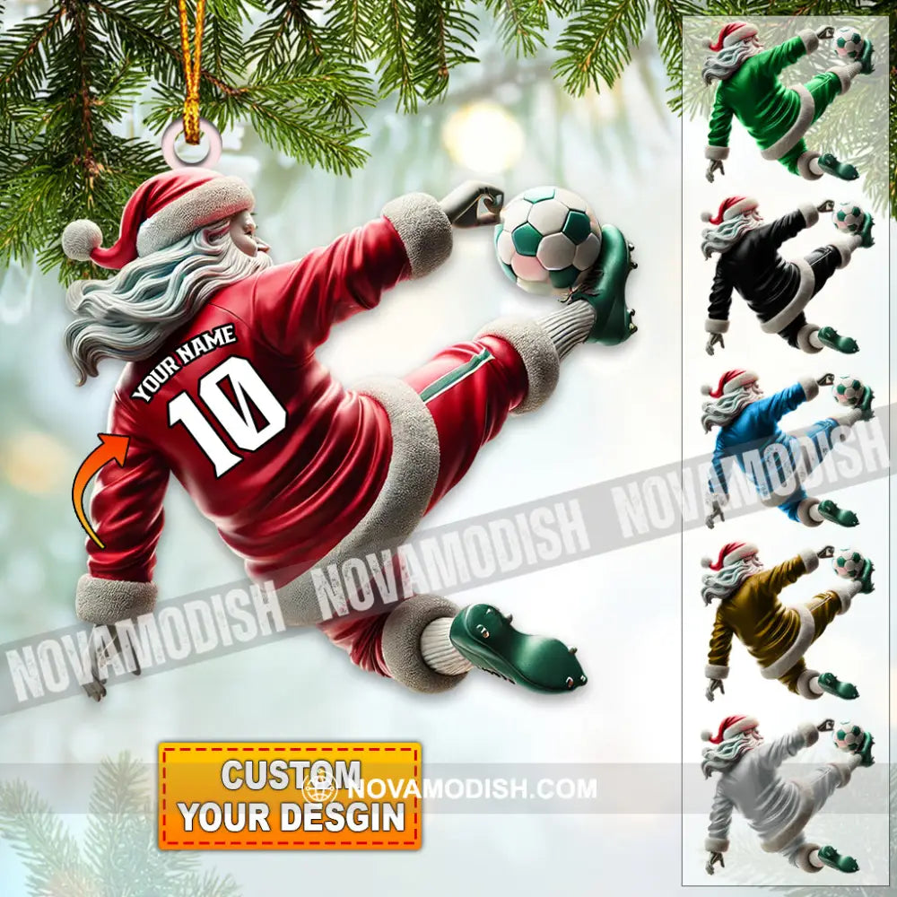 Custom Number Soccer Santa Ornament Christmas Gift