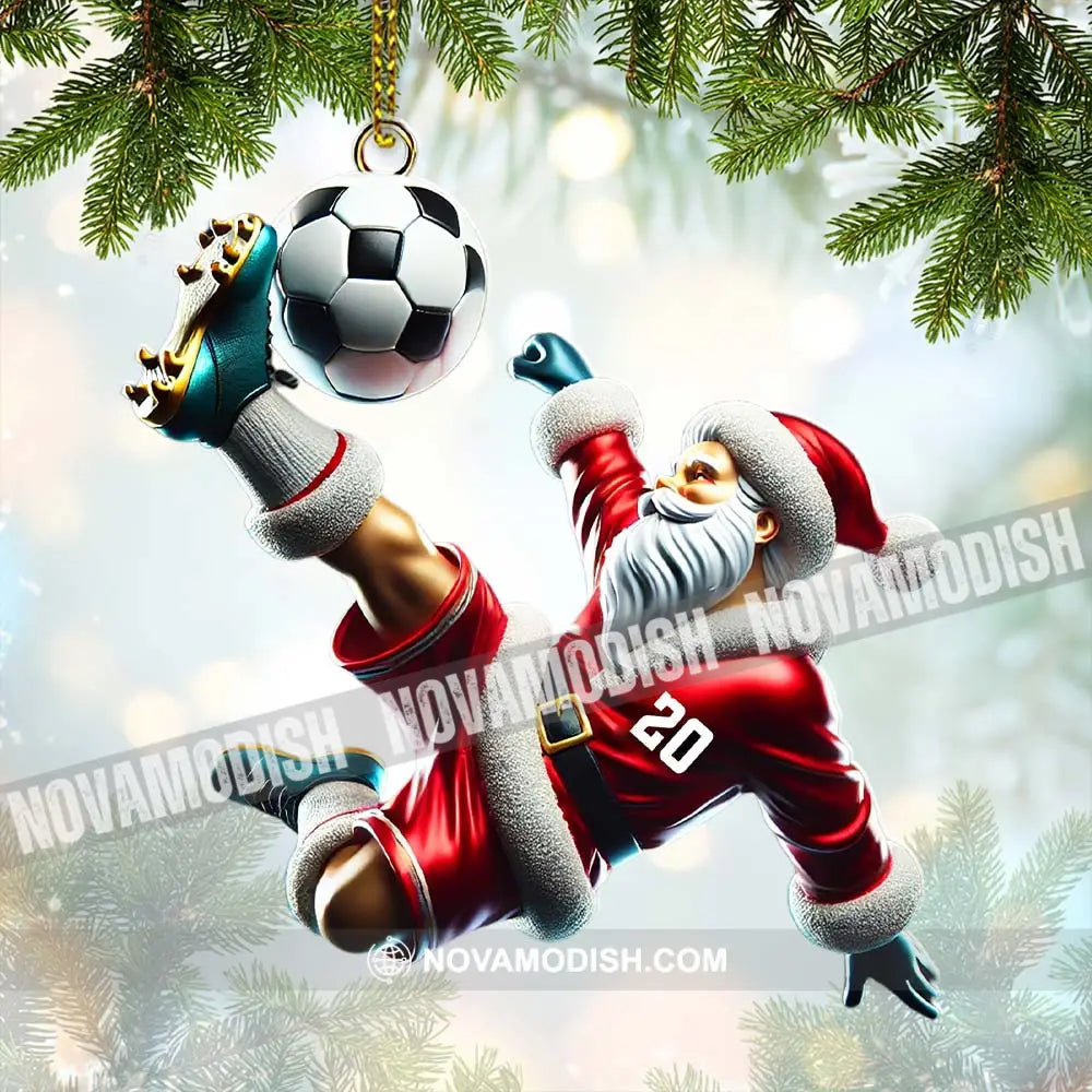 Custom Number Soccer Santa Ornament Christmas Gift