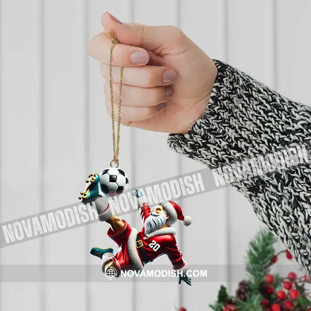 Custom Number Soccer Santa Ornament Christmas Gift