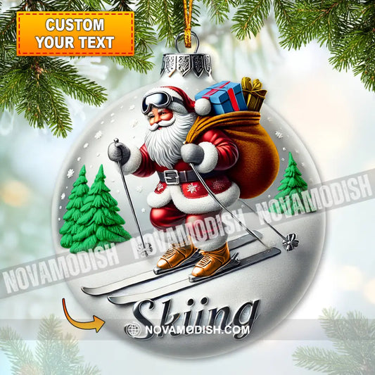 Custom Ornament Christmas Santa Skiing Decor 3.54’’ / 1