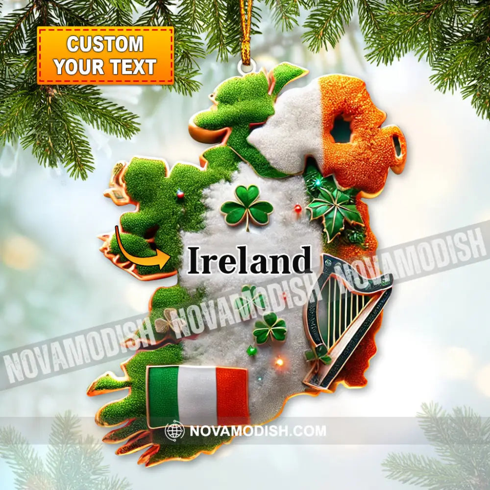 Custom Ornament Ireland Map Christmas Decor 3.54’’ / 1